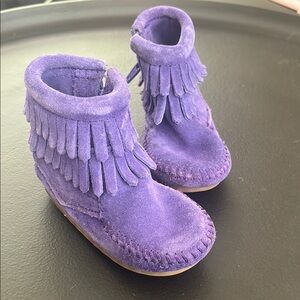 Purple Fringe Kids Booties
